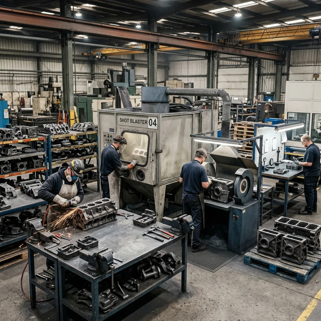 Acabamento na Servmetal: rebarbação, jateamento e inspeção das peças fundidas